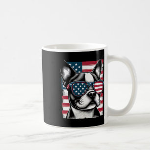 Boston Terrier Patriotic Sunglasess American Flag Coffee Mug