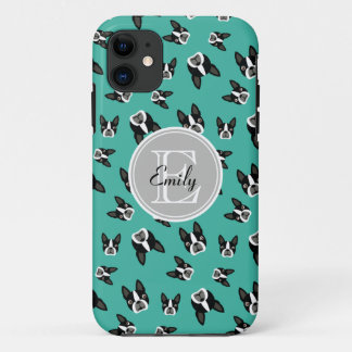 Boston Terrier Pattern Monogram Cell Phone Case