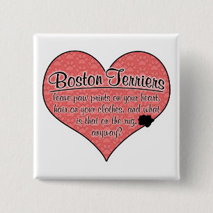 Boston Terrier Paw Prints Dog Humour 2 Inch Square Button