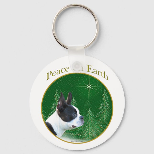 Boston Terrier Peace Keychain (Front)