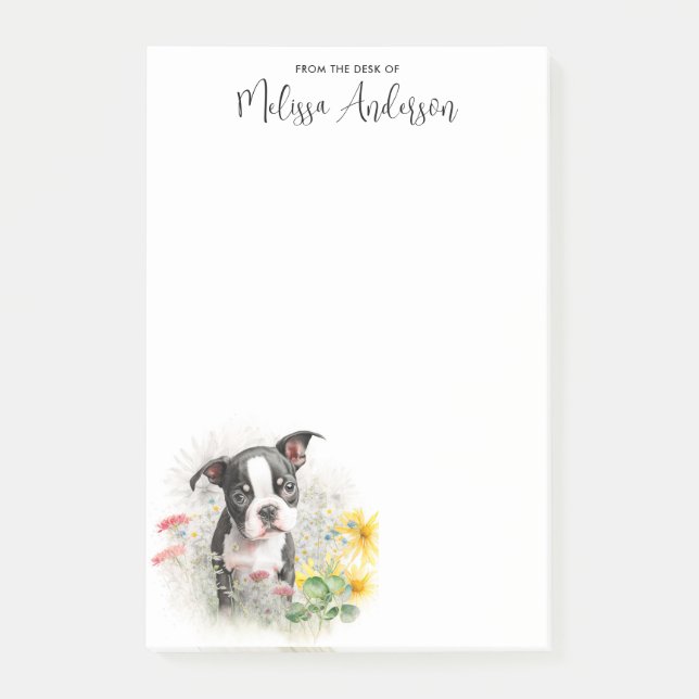 Boston Terrier Personalized Dog Lover Cute Puppy Post-it Notes (Front)