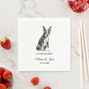 Boston Terrier Pet Cocktail Wedding  Napkin