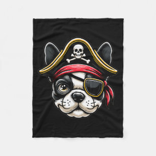 Boston Terrier Pirate Dog Halloween Party Fleece Blanket