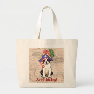 Boston Terrier Pirate Large Tote Bag