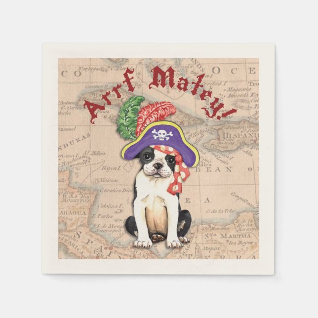Boston Terrier Pirate Napkin (Front)