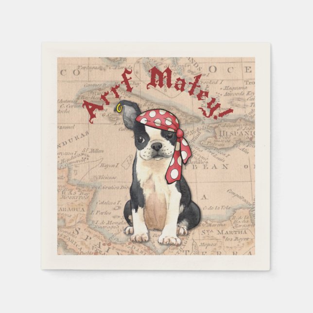 Boston Terrier Pirate Napkin (Front)