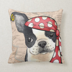 Boston Terrier Pirate Throw Pillow