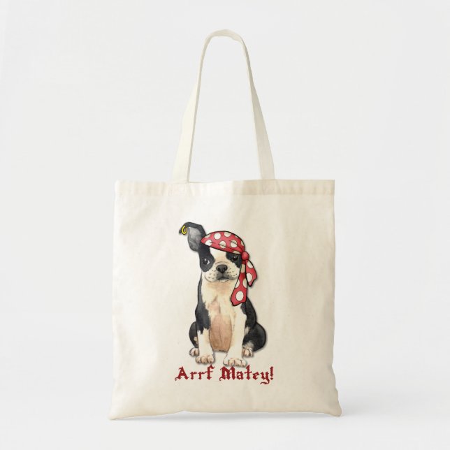 Boston Terrier Pirate Tote Bag (Front)