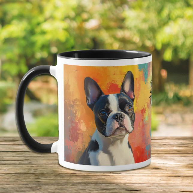 Boston Terrier Portrait Abstract Background Mug (Creator Uploaded)