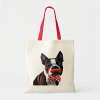 Boston Terrier Portrait with Red Bow Tie and 2