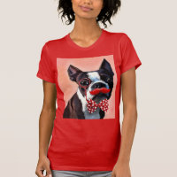 Boston Terrier Portrait with Red Bow Tie and 3