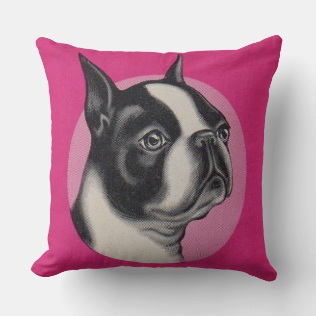 Boston terrier print throw pillow (Front)