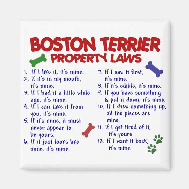 Boston Terrier Property Laws 2 Magnet (Front)