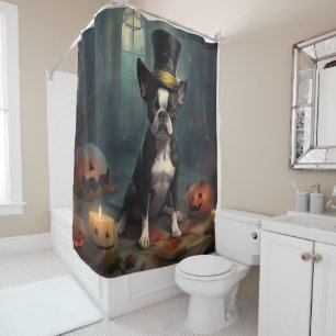 Boston Terrier Pumpkins Halloween Scary