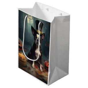 Boston Terrier Pumpkins Halloween Scary Medium Gift Bag