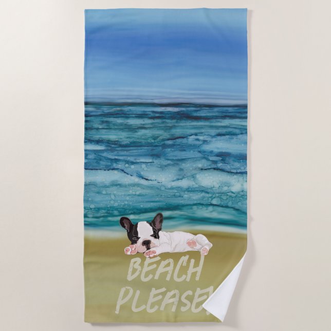 Boston Terrier Pup Beach Towel (Front)