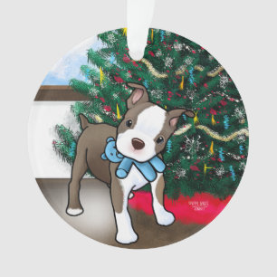 Boston Terrier Puppy Christmas Ornament