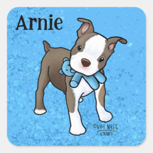 Boston Terrier Puppy Square Sticker