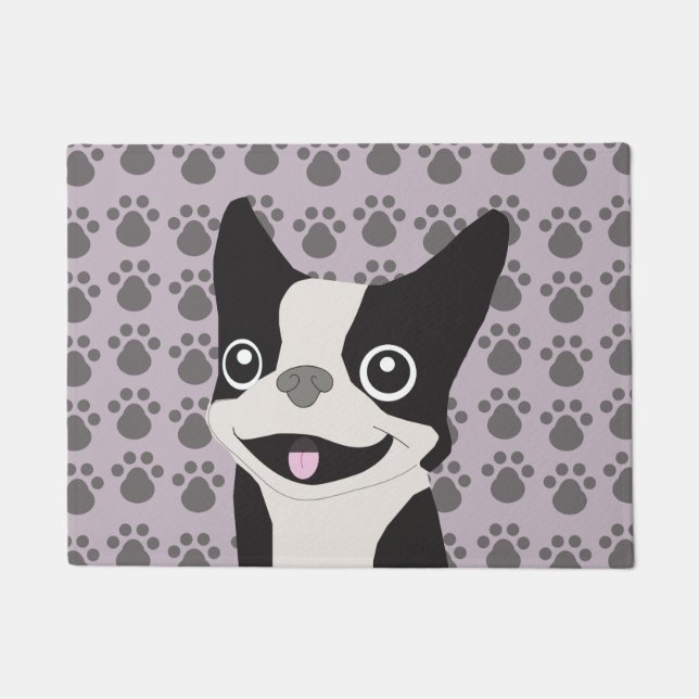 Boston Terrier, Purple lavender Doormat (Front)
