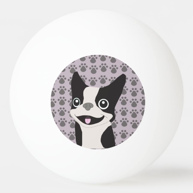 Boston Terrier, Purple lavender Ping Pong Ball (Front)