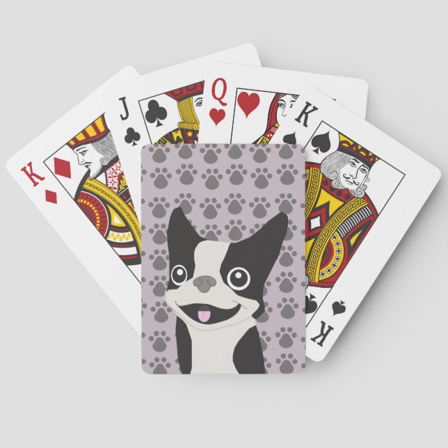 Boston Terrier, Purple lavender Playing Cards (Back)