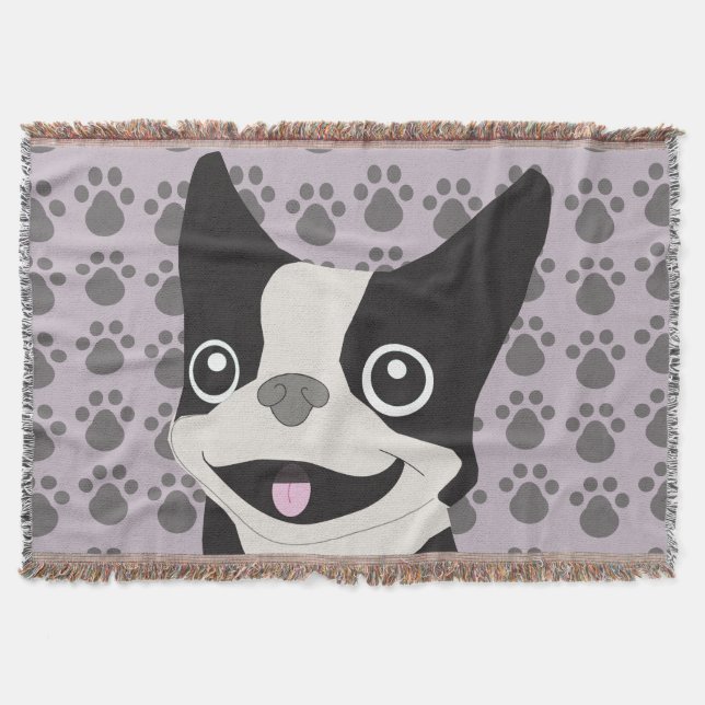 Boston Terrier, Purple lavender Throw Blanket (Front)