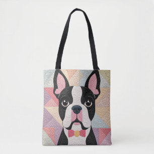 Boston Terrier Quilt Tote Bag