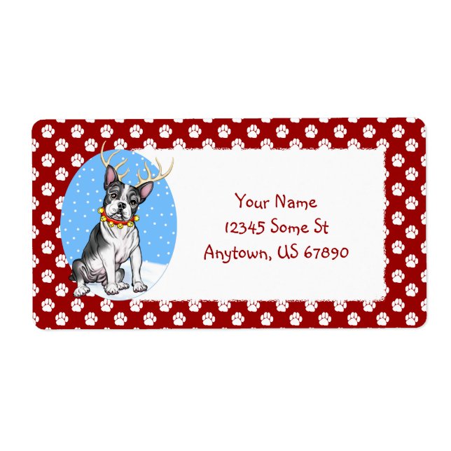 Boston Terrier Reindeer Labels (Front)