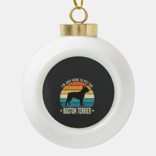 Boston Terrier Retro Dog Lover Graphic_1 Ceramic Ball Christmas Ornament