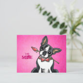 Boston Terrier Rose Love Message Custom Postcard (Standing Front)