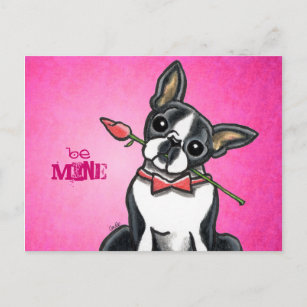 Boston Terrier Rose Love Message Custom Postcard