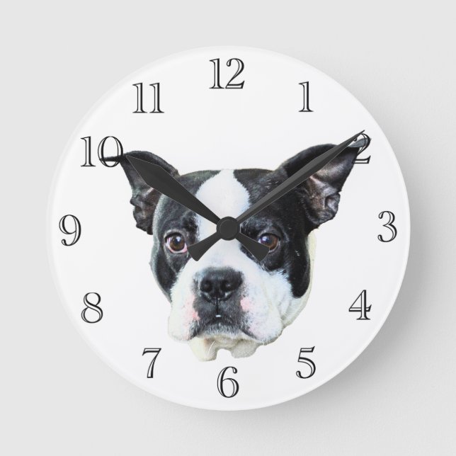 Boston terrier round clock (Front)