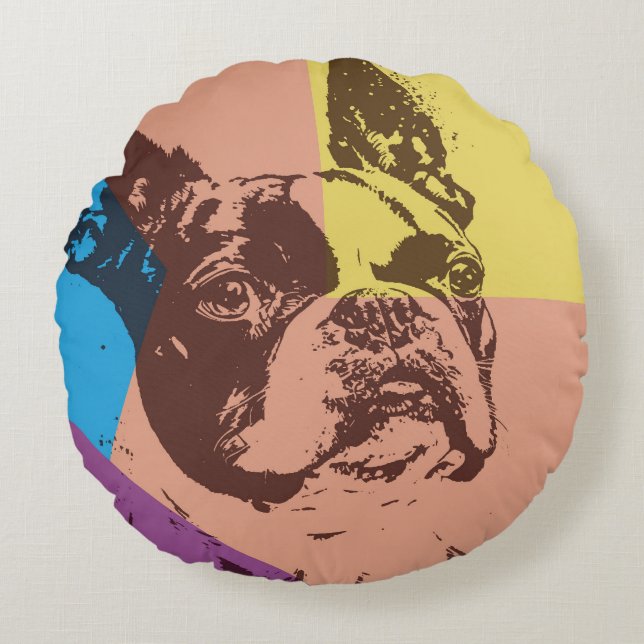 Boston Terrier Round Pillow (Front)
