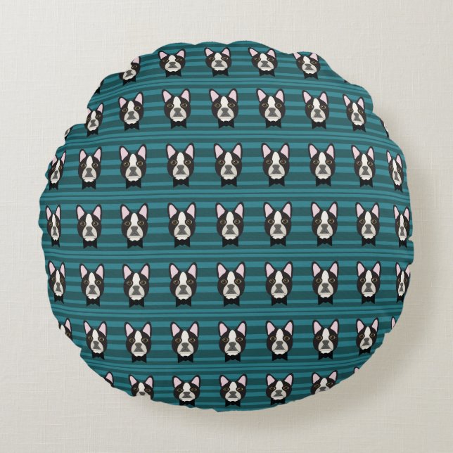 Boston Terrier Round Pillow (Front)