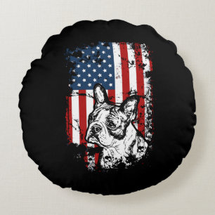 Boston terrier round pillow
