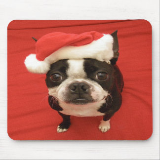 Boston Terrier Santa Claus Dog Mousepad