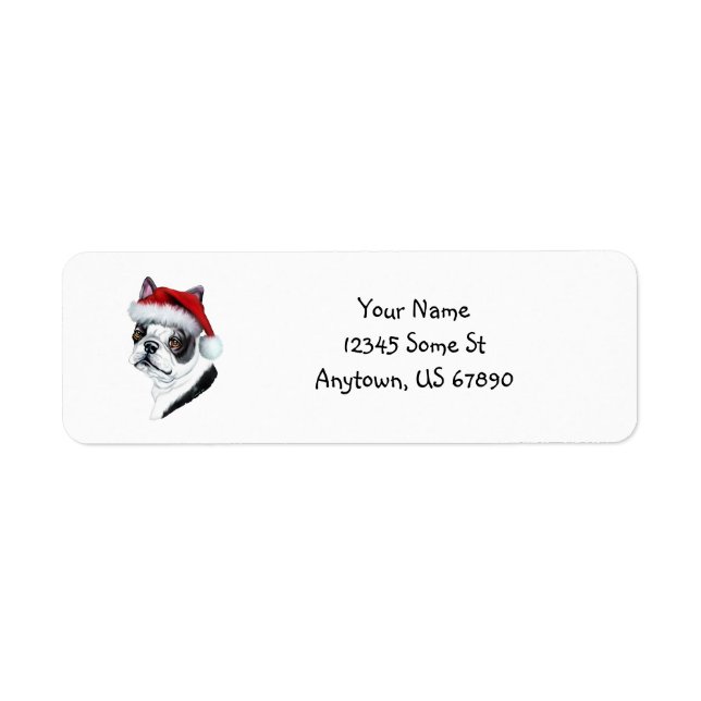 Boston Terrier Santa Hat ChristmasLabels (Front)