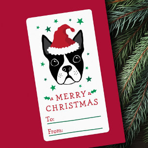 Boston terrier Santa hat Joyeux cadeau de Noël
