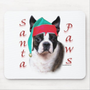 Boston Terrier Santa Paws Mouse Pad