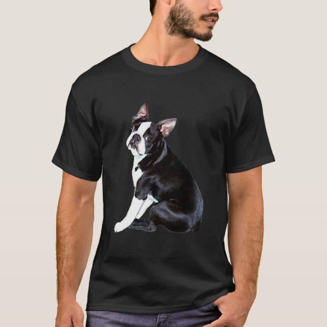 Boston Terrier Side Sit T-Shirt (Front)