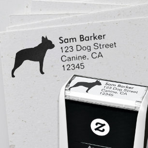 Boston Terrier Silhouette Return Address Self-inking Stamp