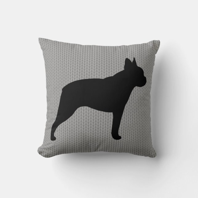 Boston Terrier Silhouette Throw Pillow (Front)