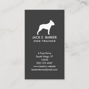 Boston Terrier Silhouette Vertical Business Card