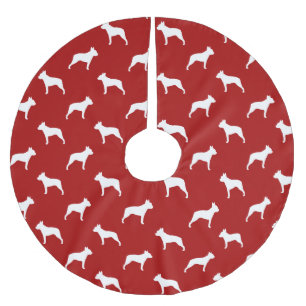 Boston Terrier Silhouettes Pattern Brushed Polyester Tree Skirt