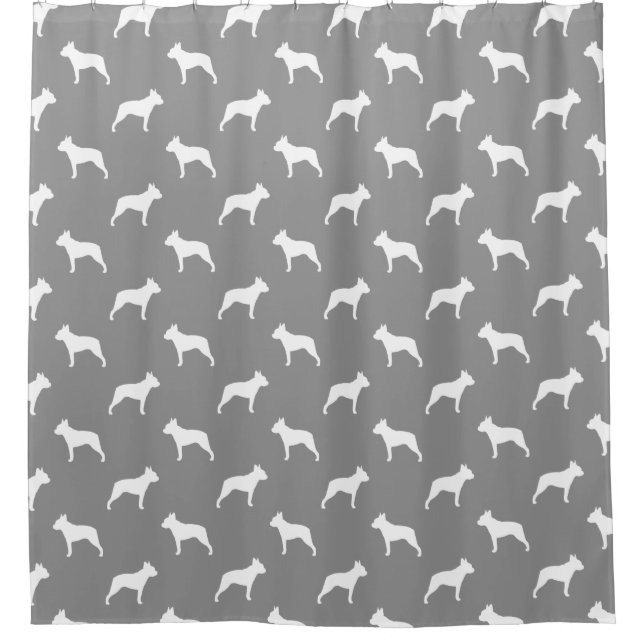 Boston Terrier Silhouettes Pattern Grey (Front)