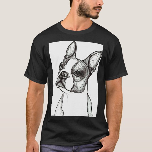 Boston Terrier Sketch  Scoop T-Shirt (Front)