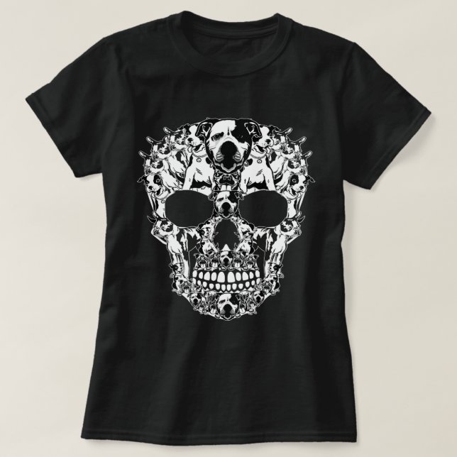 Boston Terrier Skull Dog Lover T-Shirt (Design Front)
