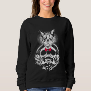 Boston Terrier Skull Funny Halloween For Dog Sweatshirt