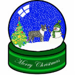 boston terrier snow globe photo sculpture ornament<br><div class="desc">cute holiday ornaments</div>