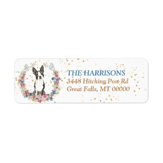 Boston Terrier Spring Flowers Wreath